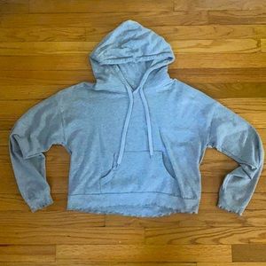 Grey hooded sweatshirt with ruffle accent🤩